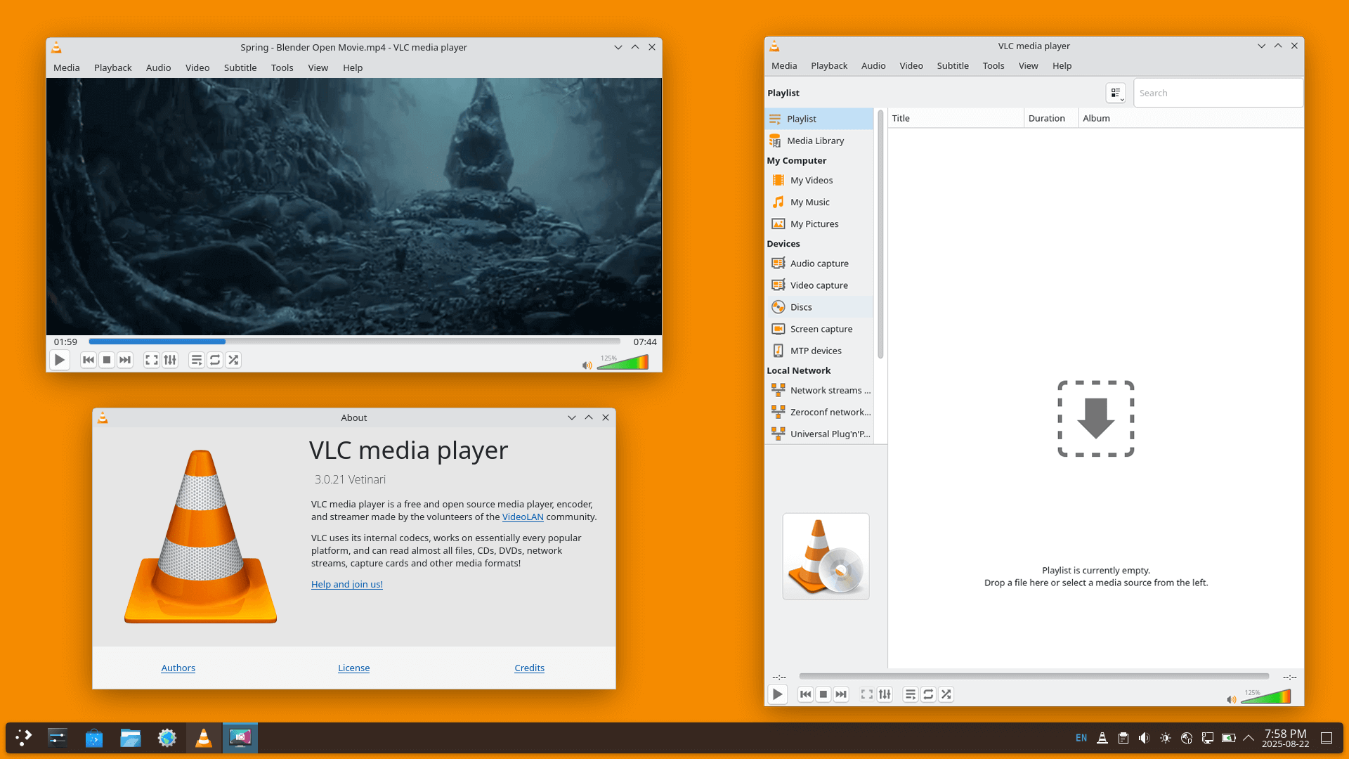 VLC interface on Linux Debian KDE